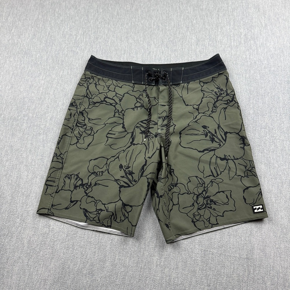 Billabong Boardshorts Mens 28 Green Sundays Pro 8" 4-Way Stretch Swim Surf Beach